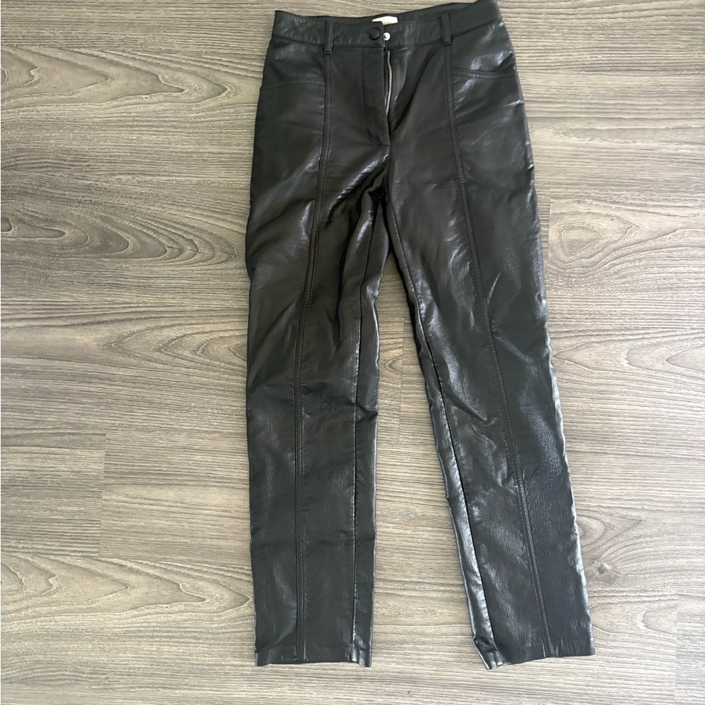 Black Faux Leather High-Rise Pants